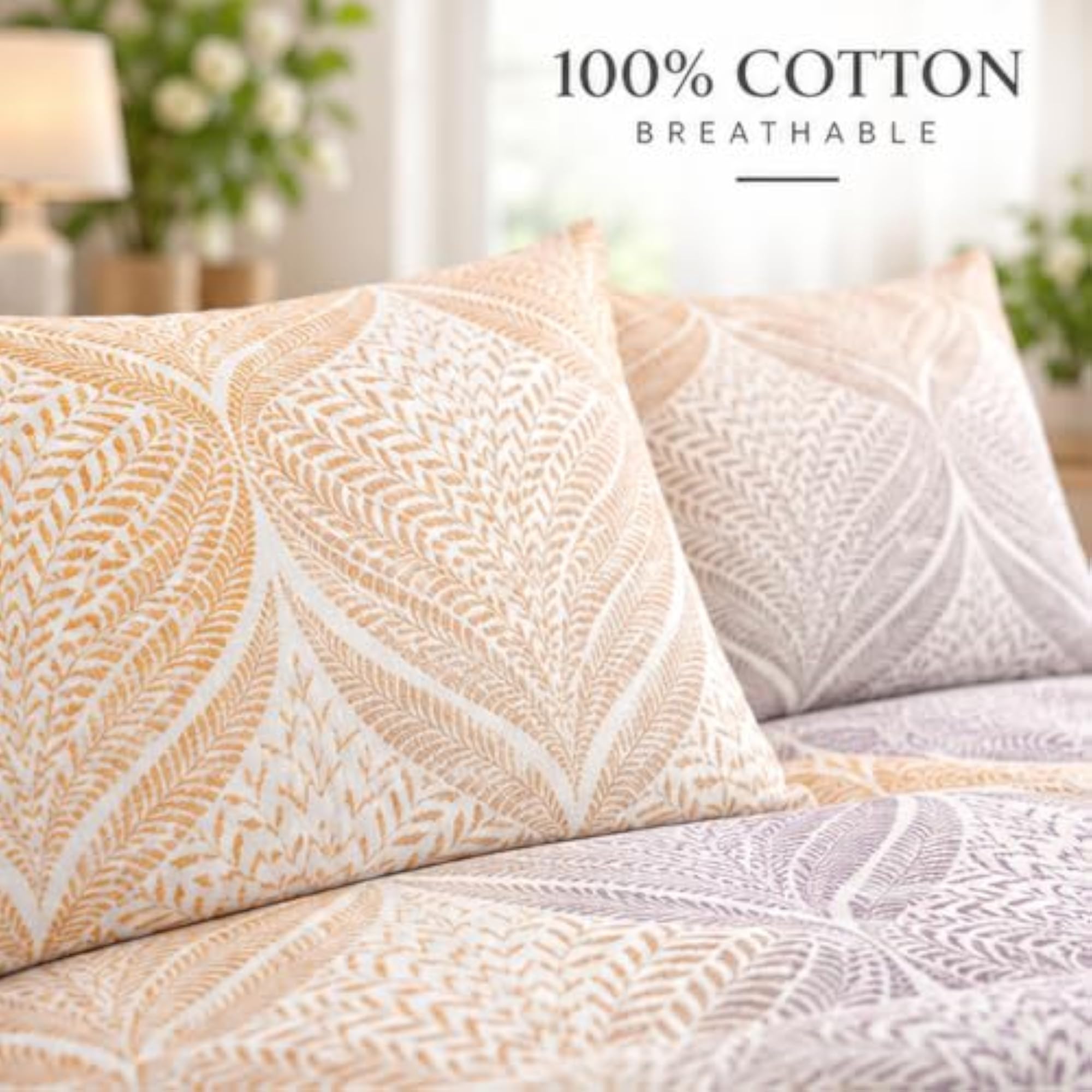 Cardinal Abstract Orange Super King Size Bedsheet Set, 3 Pc