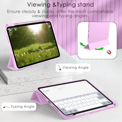 Image of ZryXal New iPad Pro 13 Inch Case (M5) 2025 / (M4) 2024 with Pencil Holder, Smart iPad Case [Support Pencil Pro and Pencil (USB-C)], Support Touch ID and Auto Wake /Sleep (Pastel Violet)
