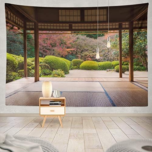 KJONG Beautiful Nature Colourful Tree Leaves Japanese Zen Garden Autumn Season Kyoto Japan Japanese Nature Asia Asian Decorative Tapestry,60X80 Inches Wall Hanging Tapestry for Bedroom Living Room