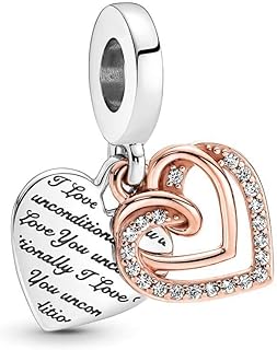 دلاية من الفضة الاسترلينية عيار 925 بتصميم قلوب مع خرز لتزيين الأساور والسلاسل بنمط أوروبي مناسبة كهدية للنساء في عيد الميلاد والكريسماس والهالوين وعيد الحب من ار ام ام واي