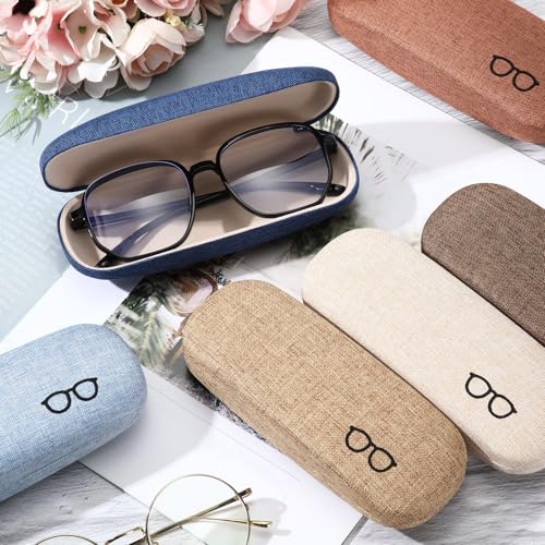Image of Kanayu 20 /40 /60 /100 Pcs Hard Shell Glasses Case Bulk Linen Fabric Protective Eyeglasses Case Eye Glasses Sunglasses Protector