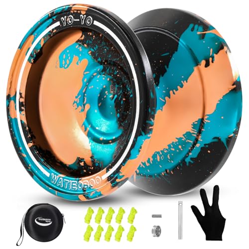 WATIEOBOO Yoyo Responsive yoyo for Beginners Prfessional Unresponsive yo-yos for Adults Pro Metal Trick Yoyos with Yo-Yo Bearing Kit 10 Strings, Case & Gloves