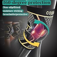 Copper Compression Knee Brace for Knee Pain Women & Men (2 Pack, Large) — image 3