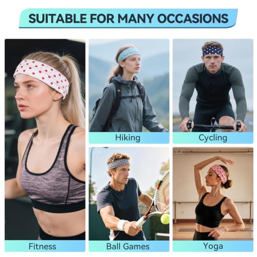 Image of 14 Pack Polka Dot Headbands for Women, Fashion Soft Elastic Cloth Hairbands