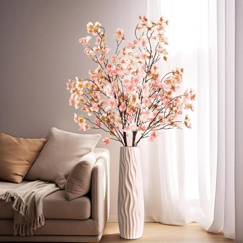 Dremisland 4PCS Artificial Cherry Blossom Branches Pink Plum Blossom 39.3in Winter Fake Flowers Tree Stems Silk floral Plants Desk Spring Decoration for Wedding Bouquets Party Table Vase Decor - Image 2