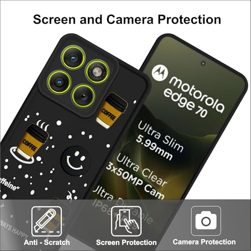 Image of SBMS Silicone Back Cover Case for Motorola Edge 70 | Cute Fun 3D Cartoon, Coffee Design Silicone Case | Camera Protection Bump | Shockproof Back Cover Case for Moto Edge 70 (Coffe Mug Black)