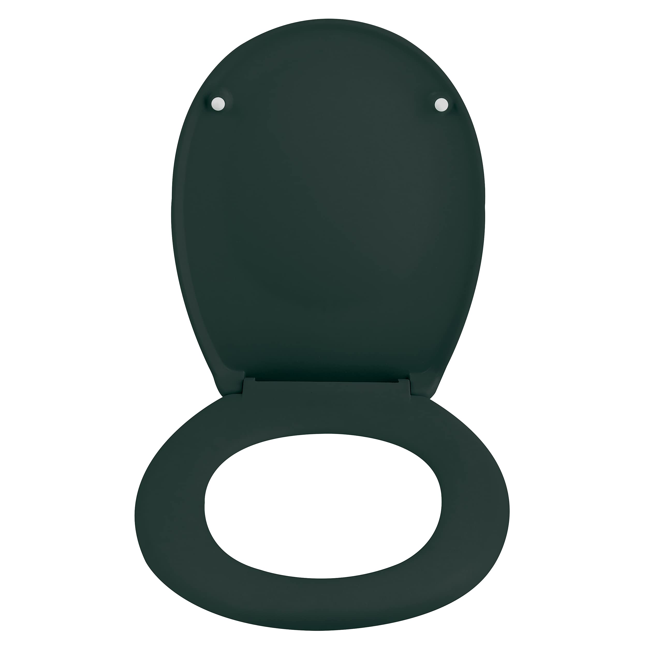 Spirella Neela Thermo Hard Toilet Seat Matt Dark Green ABS Chrome Hinges, 44 x 37 cm - Image 2