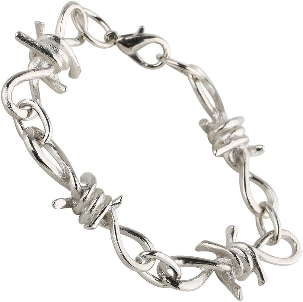 Amazon | [silver KYASYA]チェーンブレスレット 有刺鉄線 針金