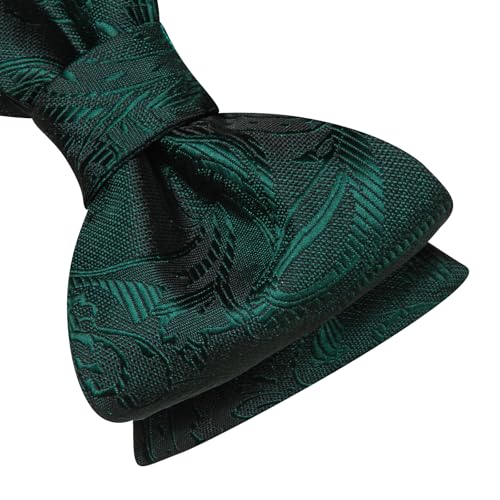 Image of Dubulle Self Tie Bow Ties and Lapel Pin for Men Paisley Solid Mens Bowtie and Handkerchief Cufflinks Set Wedding