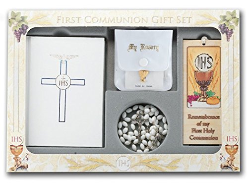 First Holy Communion - Blessed Trinity 6 Piece Deluxe Remembrance of My Boxed Gift Set (White (Girls))