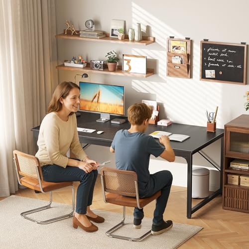 Image of PRAISUN 63 X 29.5 Inch Computer Desk with Deeper Desktop, Gaming Office Writing Work Desk for Home Office, Study, Bedroom, Work from Home, Metal Frame, Black