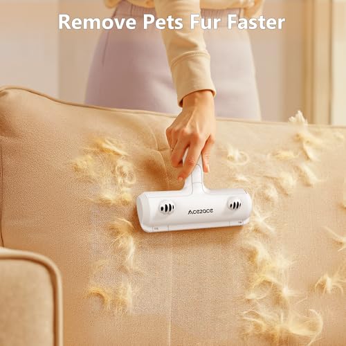 Image of ACE2ACE Pet Hair Remover Roller, Reusable Animal Hair Removal Brush for Dogs and Cats, Self Clean Pet Roller for Carpet, Furniture, Rugs, Laundry, Clothes and Bedding, Sofa, Paw Design,White+Blue