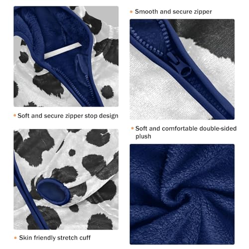 Country Cow Animal Toddler Fleece Jacket Girl Boys Hooded Fleece Jacket Coat Warm Outwear Zip-up 3-10T3