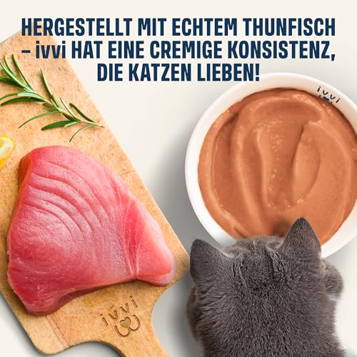 ivvi Gelenk Essenz für Katzen – Schlecksnack mit Glucosamin, Chondroitin, Grünlippmuschel & Lachsöl – zur Unterstützung der Gelenke – 30x15g – mit echtem Thunfisch