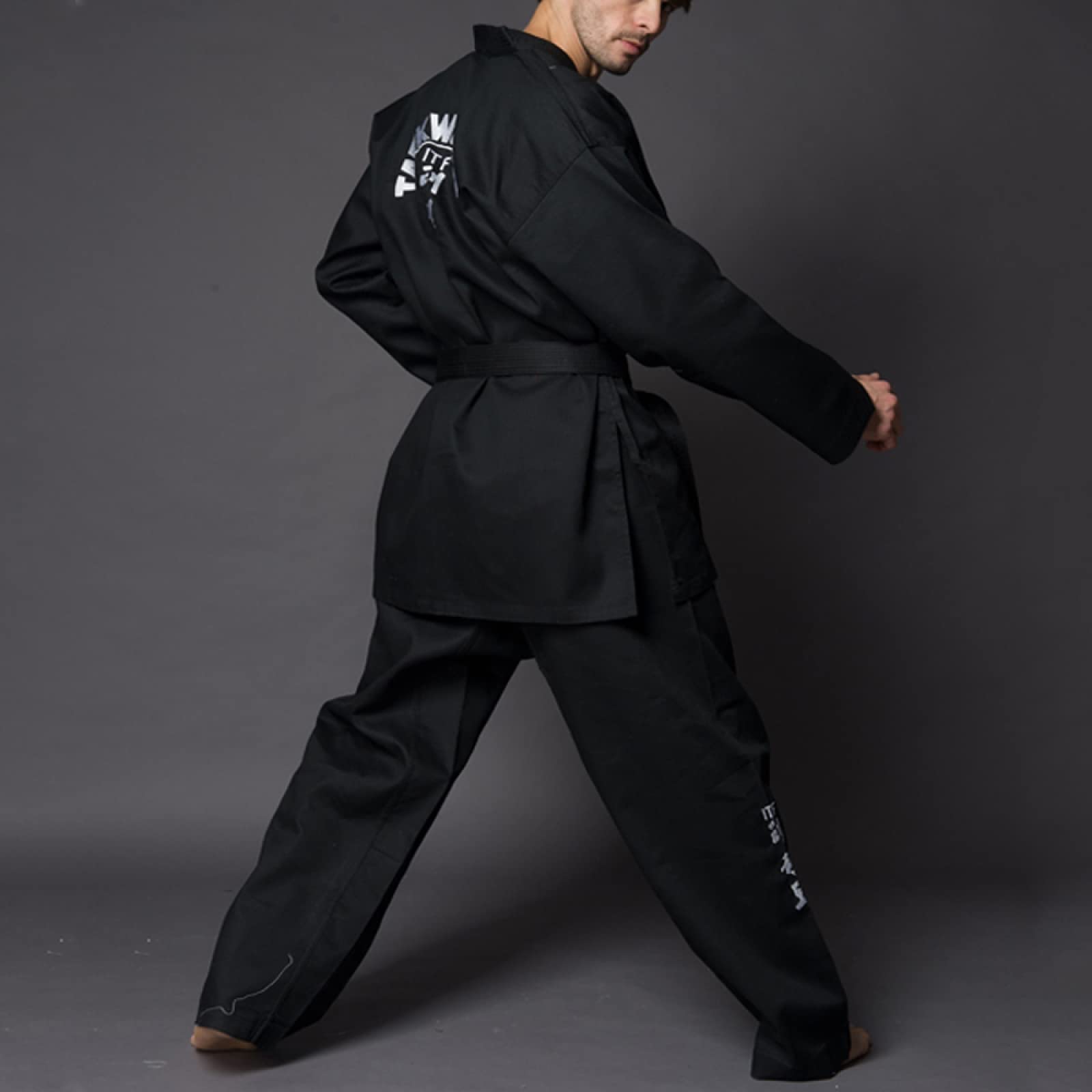 Schwarzer ITF Taekwondo-Anzug für Erwachsene, Bestickter Karate-Anzug Judo-Anzug für Das Judo-Training,Black-170