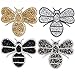 Yazon 4pcs Crystals Bee Patches Iron on Rhinestone Appliques Patch
