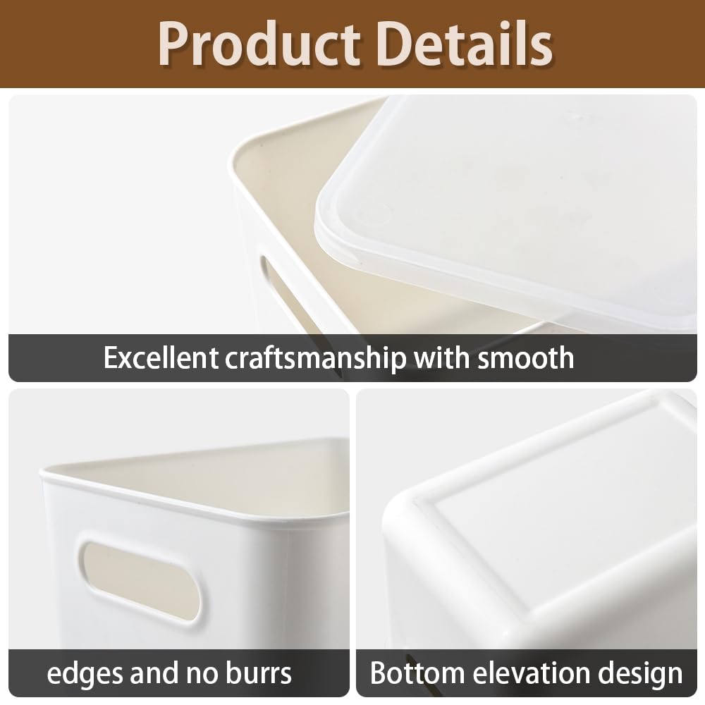 Lot de 8 boîtes de rangement avec 4 couvercles, panier de rangement en plastique avec poignées, boîtes de rangement multifonctionnelles pour cuisine, bureau, placard, salle de bain, jouets