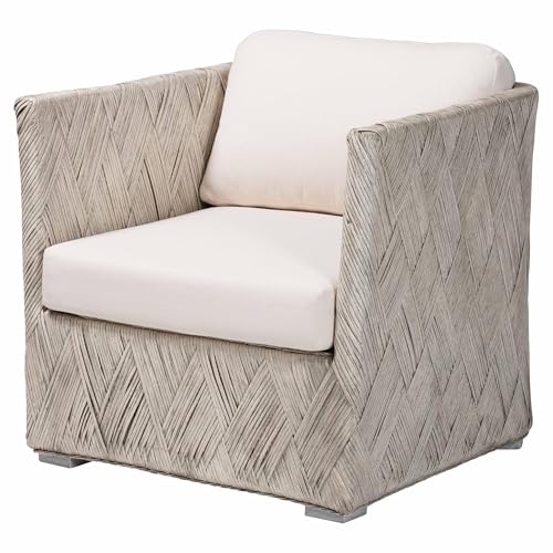 Sillón Lounge tejido a mano en ratán blanco miniatura 1