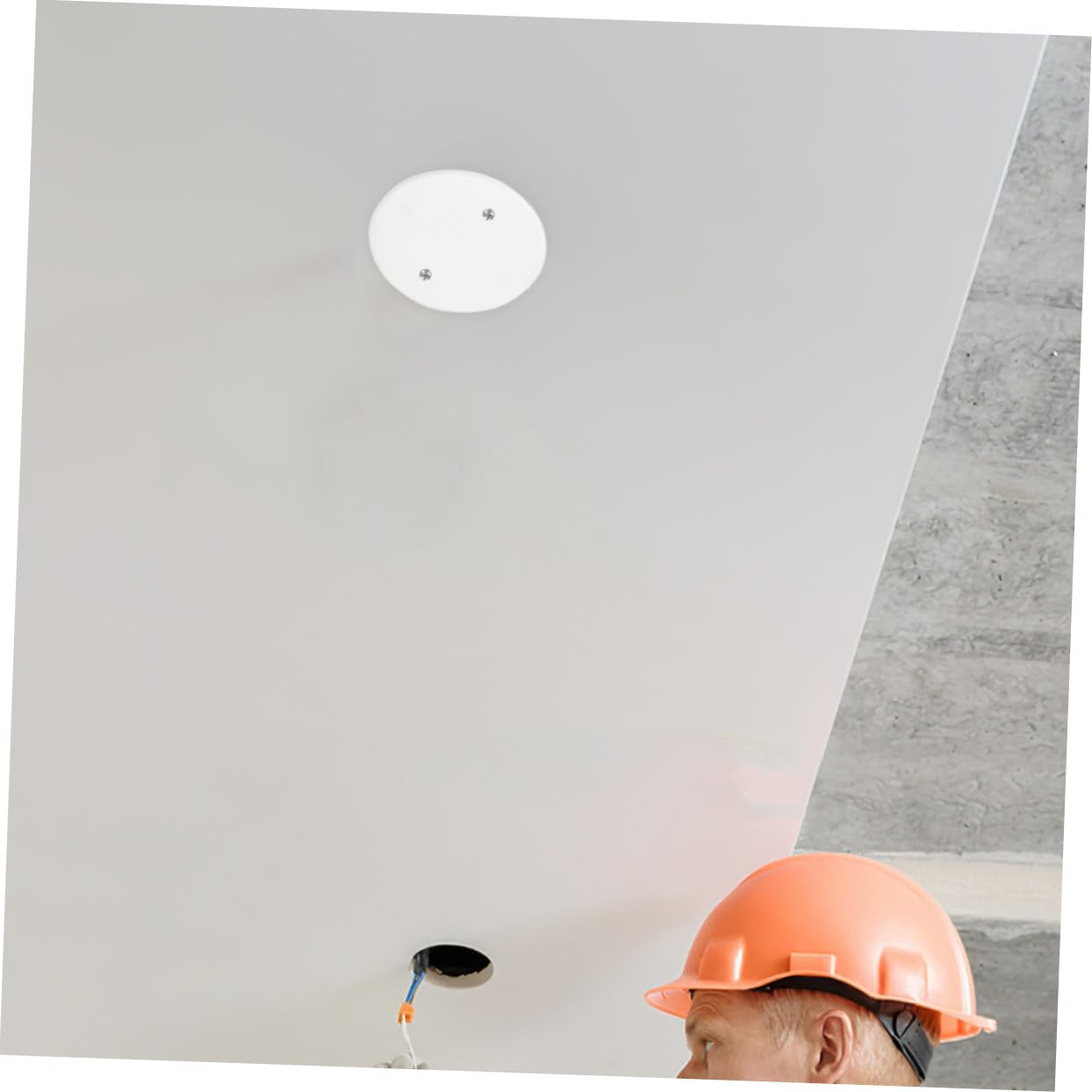 PLAFOPE 50 Stück Abdeckplatten für Deckenventilator aus Pp Runde und Achteckige Form Flache Runde Rohplatte Weiße Kabeldose Deckenabdeckung für Einfache Kabelführung