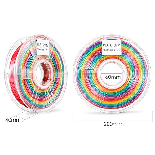 Zi-Rui 3D Printer Pla Filament, Rainbow Multi Color Gradient,1.75 Mm,Dimensional Accuracy +/- 0.03 Mm, 600G(1.3Lbs) Spool. #TOP3