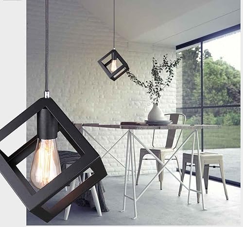 Miniatura 4 de Apliques de pared creativo retro hierro mate negro colgante, cubo geométrico antiguo, decoración de interiores, luz de montaje de techo ajustable