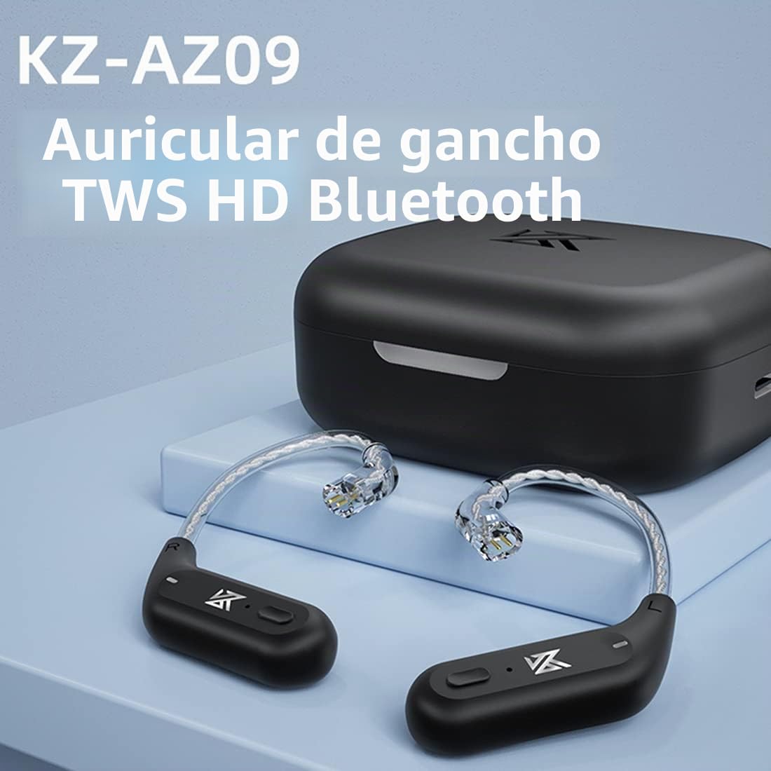 CCA KZ AZ09 Módulo Bluetooth 5.2 IEM Adaptador Bluetooth inalámbrico impermeable gancho para la oreja Cable Bluetooth de larga duración para KZ ZS10 PRO/ZS10 PRO X/ZSN Pro X/ZSN PRO/AS16 PRO/Zax,