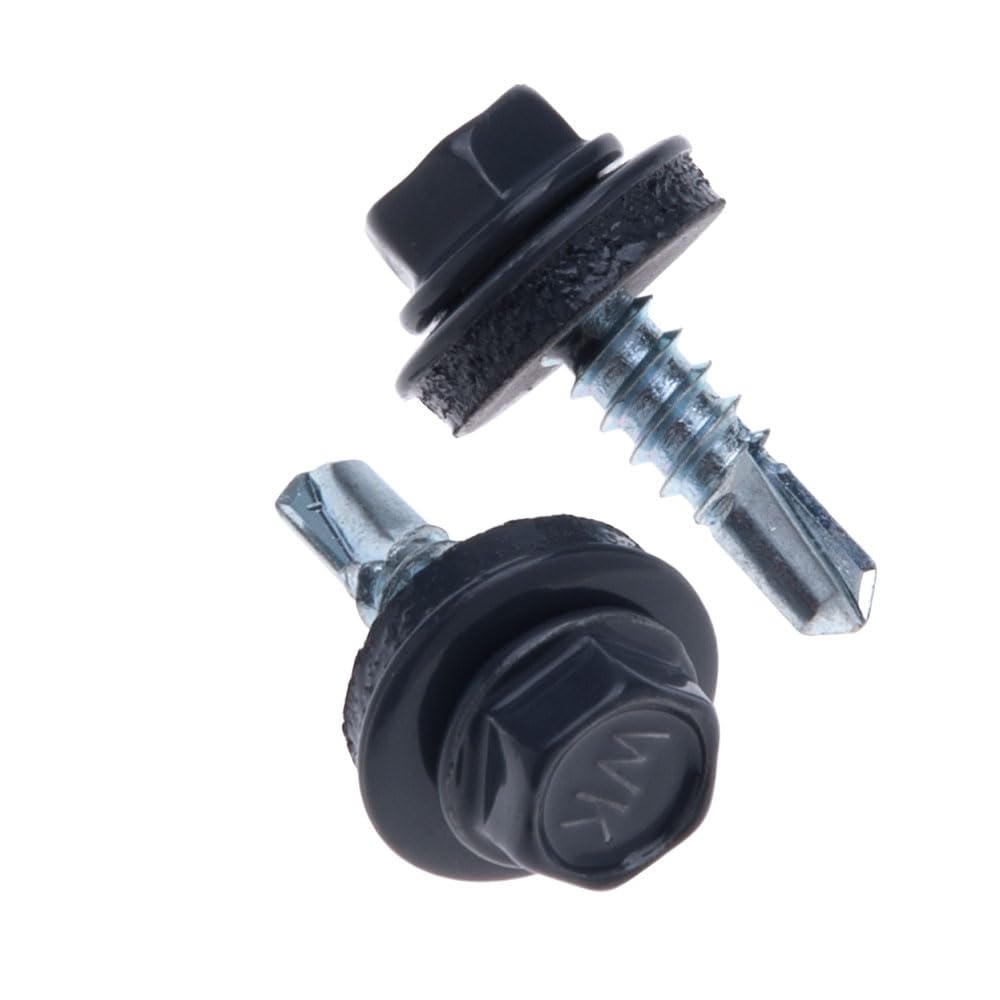 Roofing Screws 4.8x19mm (RAL 7024 Graphite) Self-drilling Metal to Metal Screws With Hexagon Head and Sealing washer