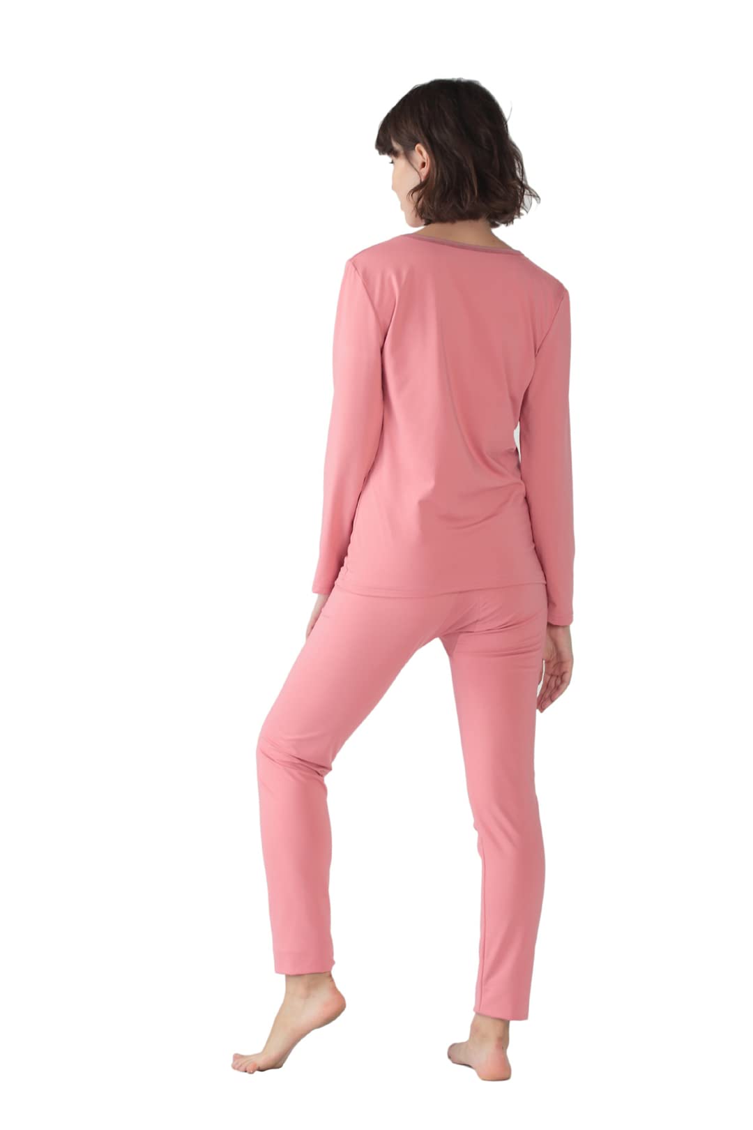Disimlarl Damen Herbst und Winter Gepolsterte Unterwäsche Große Größe Lose Thermounterwäsche Set, fuchsia, 52