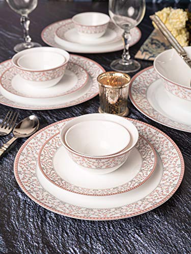 La Opala Glass Dinner Set - Set of 33 Pcs, Pink