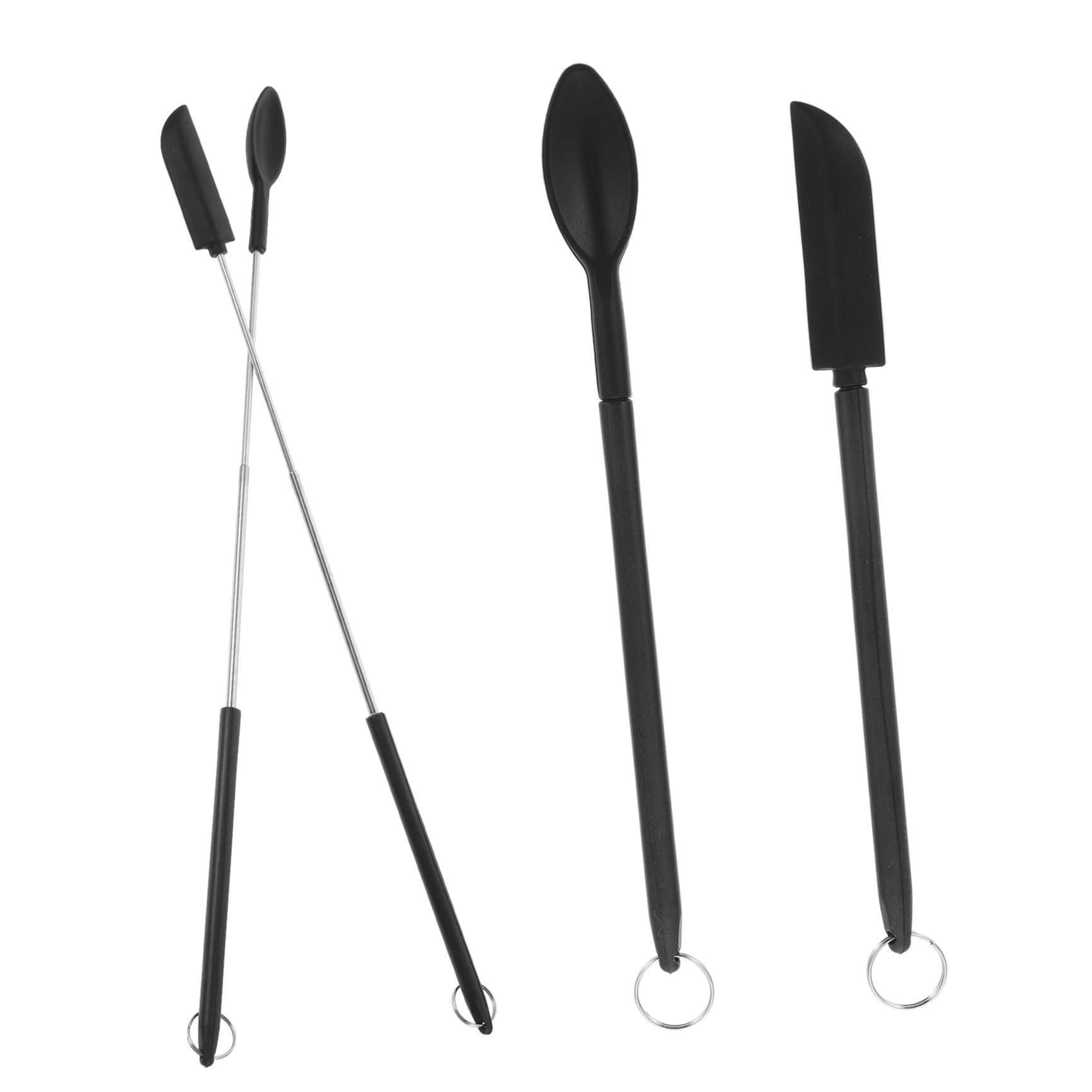 Kleiner Silikonspatel mit Teleskopstiel für Make Up Schwarz