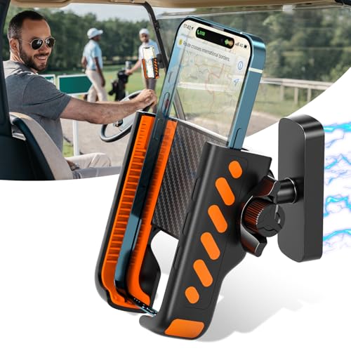 ゴルフカート携帯電話ホルダー、超強力なN52マグネット付きゴルフカートホルダー、EZGO/クラブカー/ヤマハ、片手でのピックアンドプレース、ゴルフカートアクセサリー iPhone、Samsungなどに対応の商品画像（Amazon）