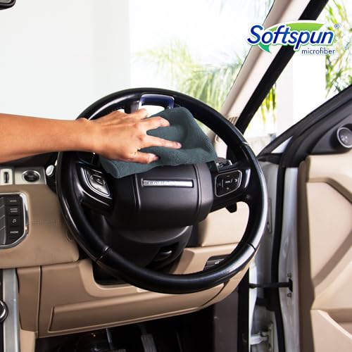 Image of SOFTSPUN Microfiber Cloth - 3 pcs - 40x40 cms - 340 GSM Grey - Thick Lint & Streak-Free Multipurpose Cloths - Automotive Microfibre Towels for Car Bike Cleaning Polishing Washing & Detailing