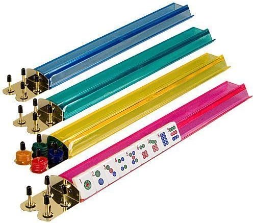 4 Color Pushers And 4 Color Racks + American Mah Jong Set Burgundy Red Bag 166 Tiles (Mah Jong Mah Jongg Mahjongg) By C&H Solutions