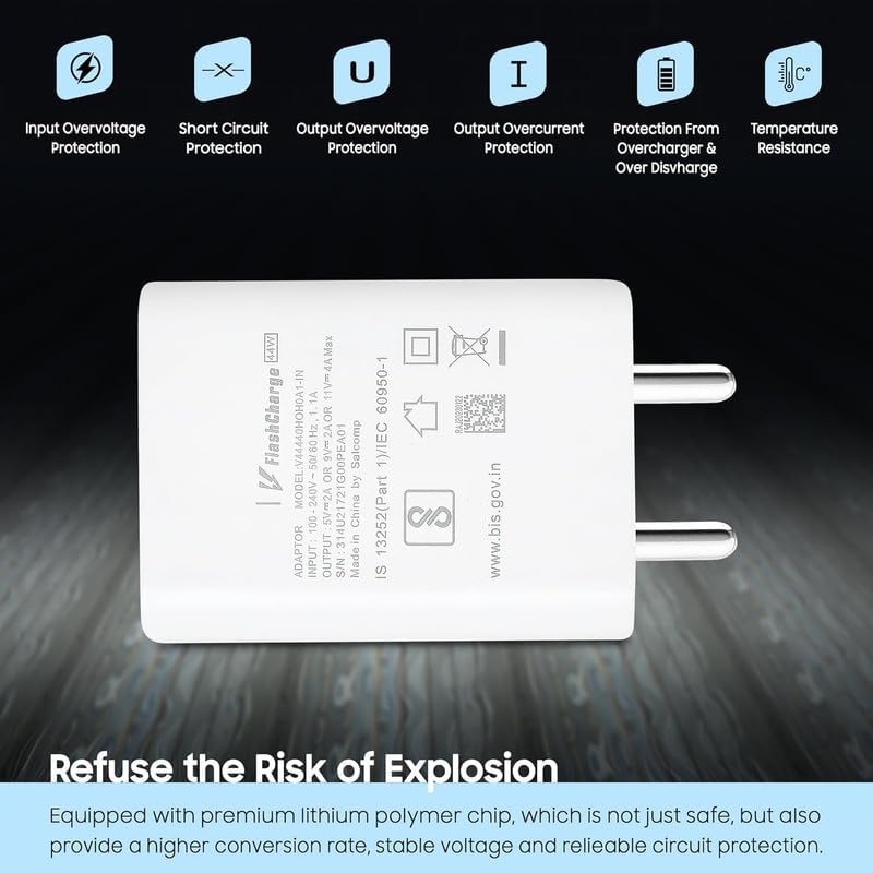 Image of 44W Fast Charger for OnePlus Ace 5 Racing Original QC Adapter Type C 3.0A High Speed Fast Turbo SuperVooc QC 3.0 Smart SinglePort with 1m Type-C Red Charging & Sync Cable (White, Dash, VT.A)