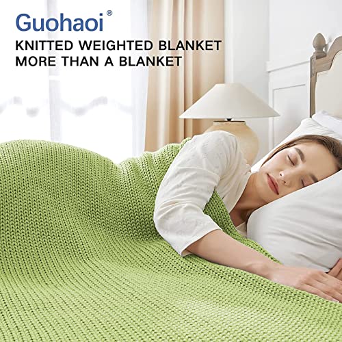 Guohaoi Knitted Weighted Blanket for Adults (Light Green 48"x72" 15lbs) No Beads Cooling Throw Blanket for Hot Sleepers, Home Decor Breathable Chunky Knit Heavy Blanket Use on Full Size Bed