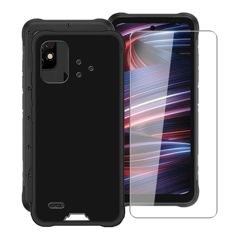 Phone Case for Umidigi Bison 2 Pro (6.5") with 1 X Tempered Glass Screen Protector, Black Soft Silicone Anti-Drop Cover Flexible TPU Bumper Protective Case for Umidigi Bison 2 Pro - Black