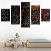 SIGNWIN 5 Panel Canvas Wall Art Modern Art Astronomy & Space Cosmic Decorative Elements Dramatic Multicolor Photography for Home Decorations Ready to Hang - 60