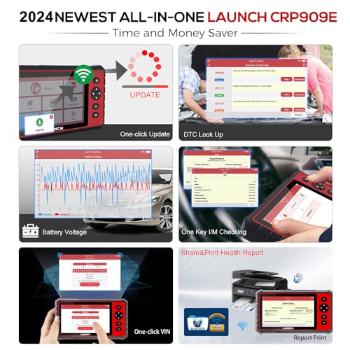 LAUNCH CRP909E Elite Full System OBD2 Scanner,2025 OE-Level Car Diagnostic Scan Tool,28+ Reset Service,TPMS,SAS,DPF,ABS Bleeding,2 Years Free Update