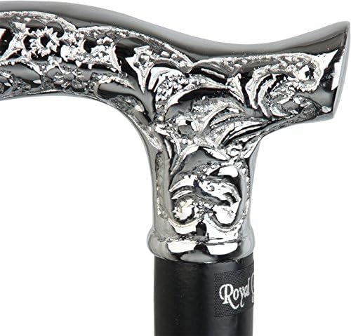 Miniatura 4 de Cromado Scroll Fritz bastón para caminar con eje de madera de haya negra