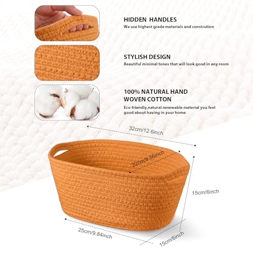 Image of Sawysine 6 Pcs Storage Baskets Bulk for Organizing Cotton Rope Woven Basket with Handles for Gift Cloth Shelves Blanket Toys Living Room(Morandi)