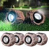 DGSCAK Solar Rock Lights Outdoor, 4 Pack Solar Spotlights Outdoor Waterproof Super Bright Rock Light, Adjustable Light Angle Landscape Rocks for Decks Yard Pathway Walkway Patio Lawn