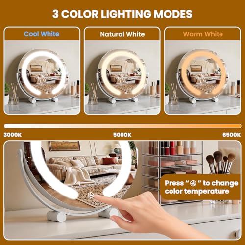 Espejo de tocador con luces y pantalla táctil inteligente regulable 4