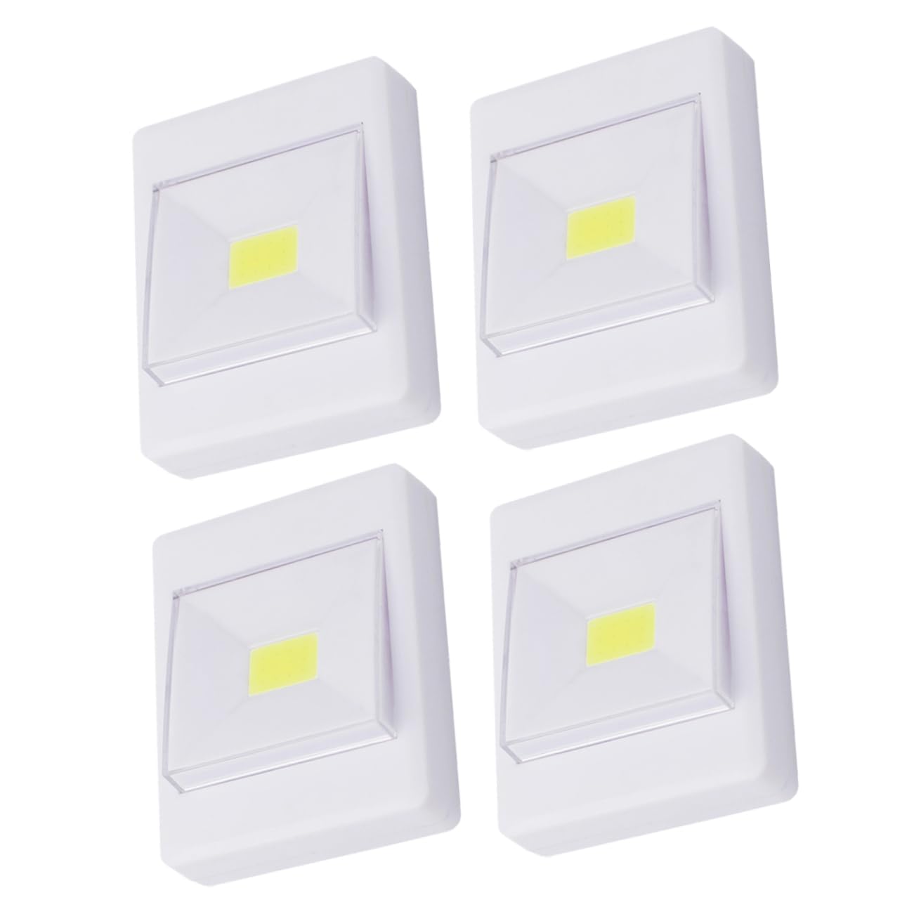 SEWACC 4pcs Cob Led Wall Light Battery Operated Cabinet Light Soft Glare Illumination for Pantry Closet Bathroom Eye -Adhesive Installation Random Style