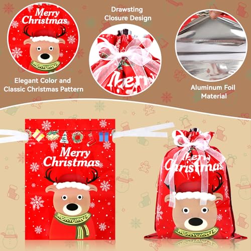 26PCS Christmas Drawstring Gift Bags, Christmas Wrapping Gift Bags Large Medium Small Xmas Bags for Present Xmas Candy Treat Presents Bags For Holiday Decorations - Image 5