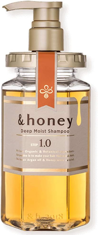 &honey Deep Moist Hair Shampoo Step1.0 (Moist Wash) Pump 440ml – Peony Honey Scent (Green Tea Set)