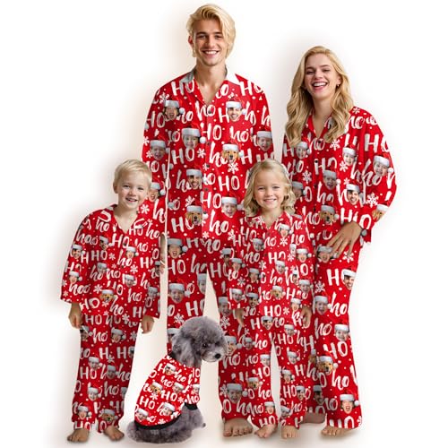D-Story Custom Face Pajama Sets for Family Personalized Picture Sleepwear Xmas Valentine Fun Gift Pjs for Men Women Friends