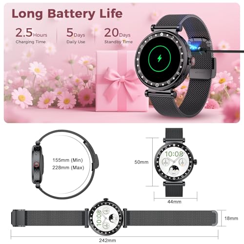 Image of Matast Smart Watch for Women, 1.19 inch AMOLED Display Fitness Tracker Bluetooth Make /Answer Call, Watches with 110+ Sports Modes /Heart Rate /SpO2 /Sleep Monitor, Smartwatch IP68 Waterproof for Android iOS