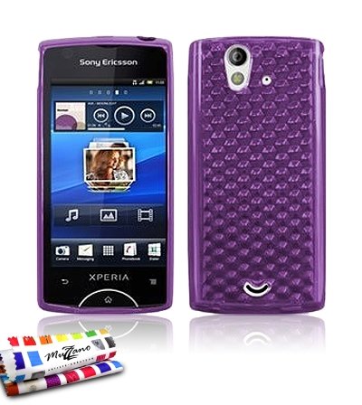 Coque Souple Ultra-Slim XPERIA RAY ( SONY ) [Le Diams Premium] [Violet] de MUZZANO + STYLET et CHIFFON MUZZANO® OFFERTS - La Protection Antichoc ULTIME, ELEGANTE ET DURABLE pour votre XPERIA RAY ( SONY )