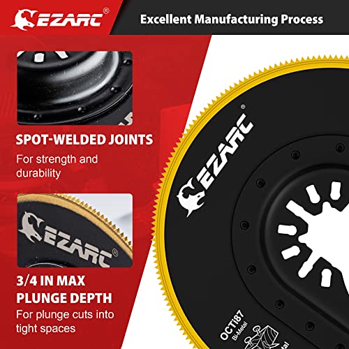 Ezarc Oscillating Multitool Blades Titanium, 2Pcs Semi Circle Flush Cut Oscillating Saw Blades For Wood Metal Nails Screws Cutting, Universal Quick Release Oscillating Tool Blades Kits #TOP2