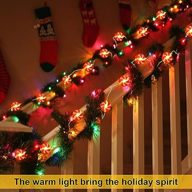 Bencailor 3 Pack Christmas Peppermint Candy String Lights Christmas Tree Decorative Lights Lollipop String Lights Hanging Tree Yard Balcony Lights Waterproof for Xmas Tree Party Wedding(Red)